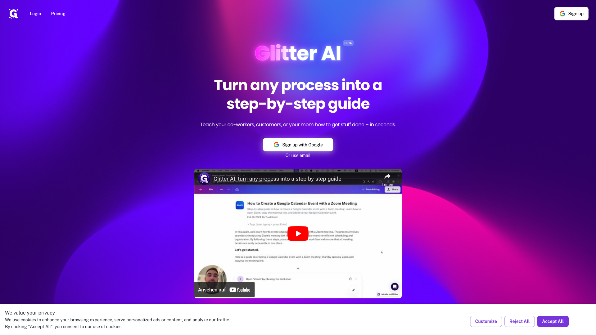 Glitter AI Website